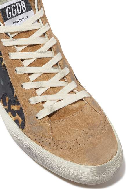 Mid-Star Sneakers in Leopard Print Pony Skin